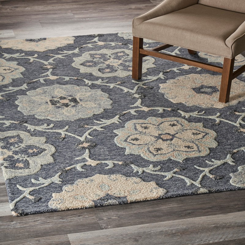5’ x 7’ Gray Floral Trellis Area Rug