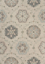 5’ Round Ivory Intricate Floral Area Rug