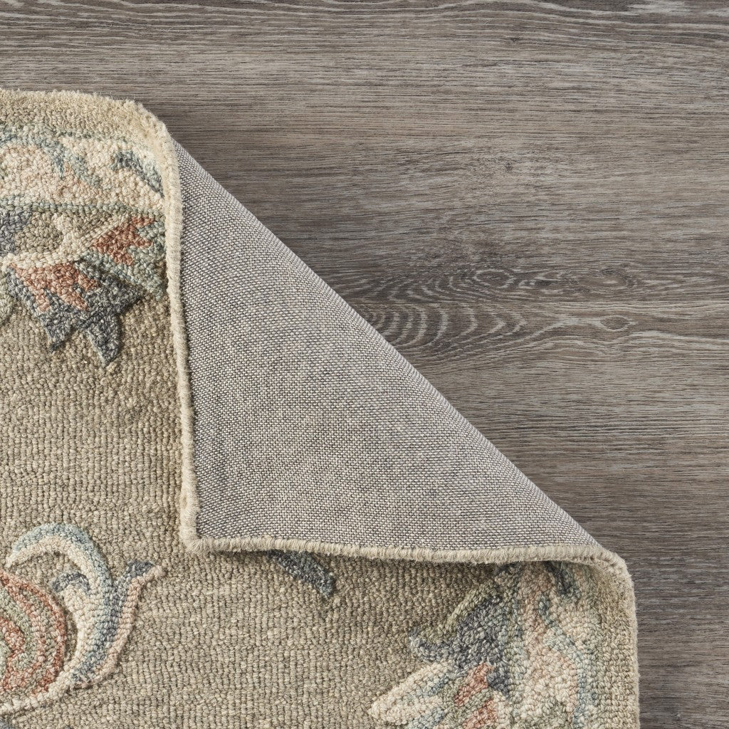 Sage and Cream Filigree Area Rug 5’ x 7'