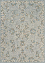 5’ Round Blue and Cream Filigree Area Rug