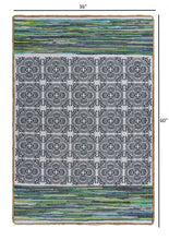3’ x 5’ Blue and Green Chindi Area Rug