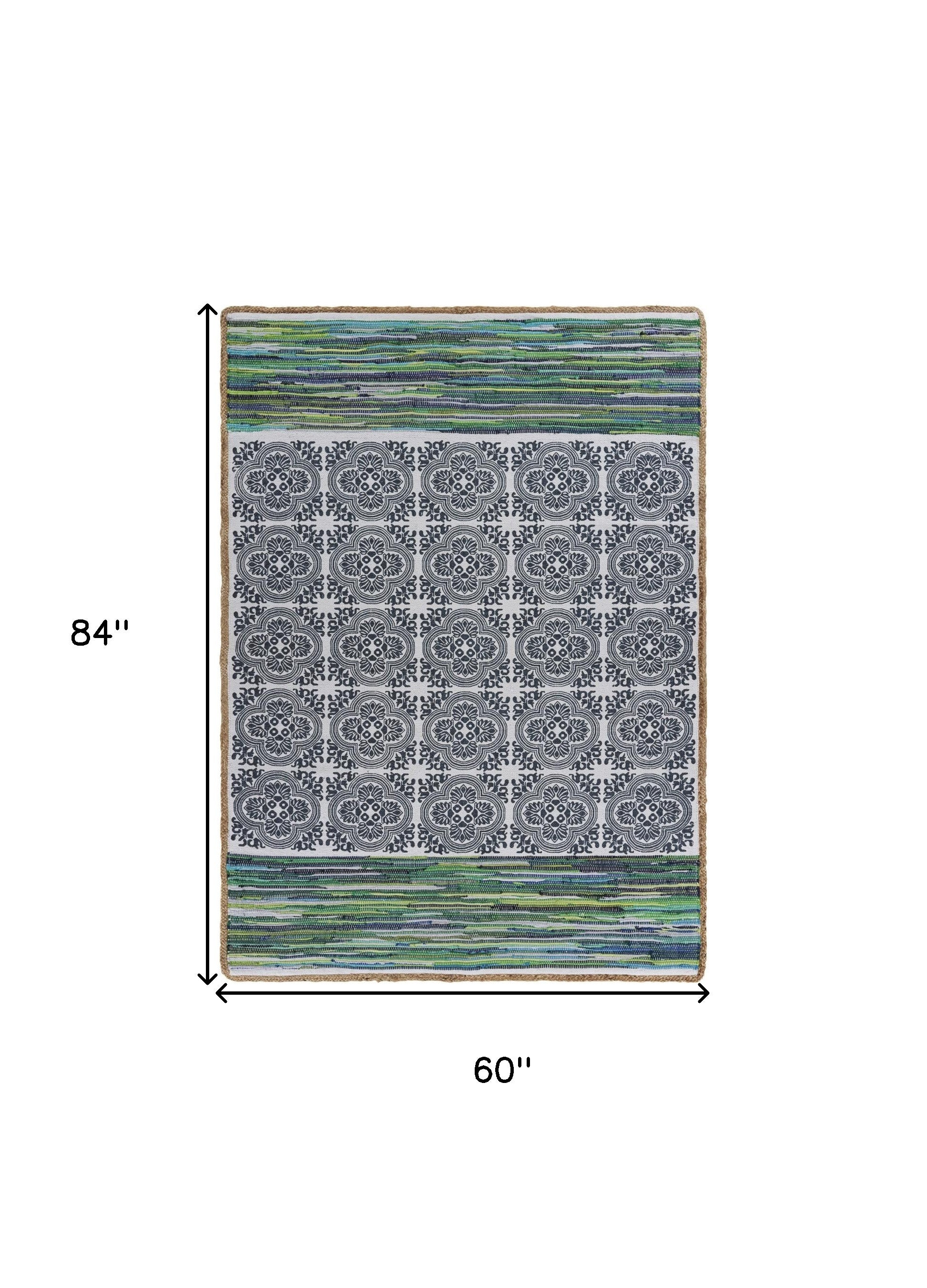 3’ x 5’ Blue and Green Chindi Area Rug