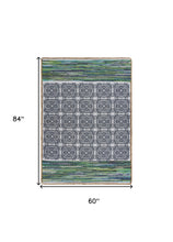 3’ x 5’ Blue and Green Chindi Area Rug