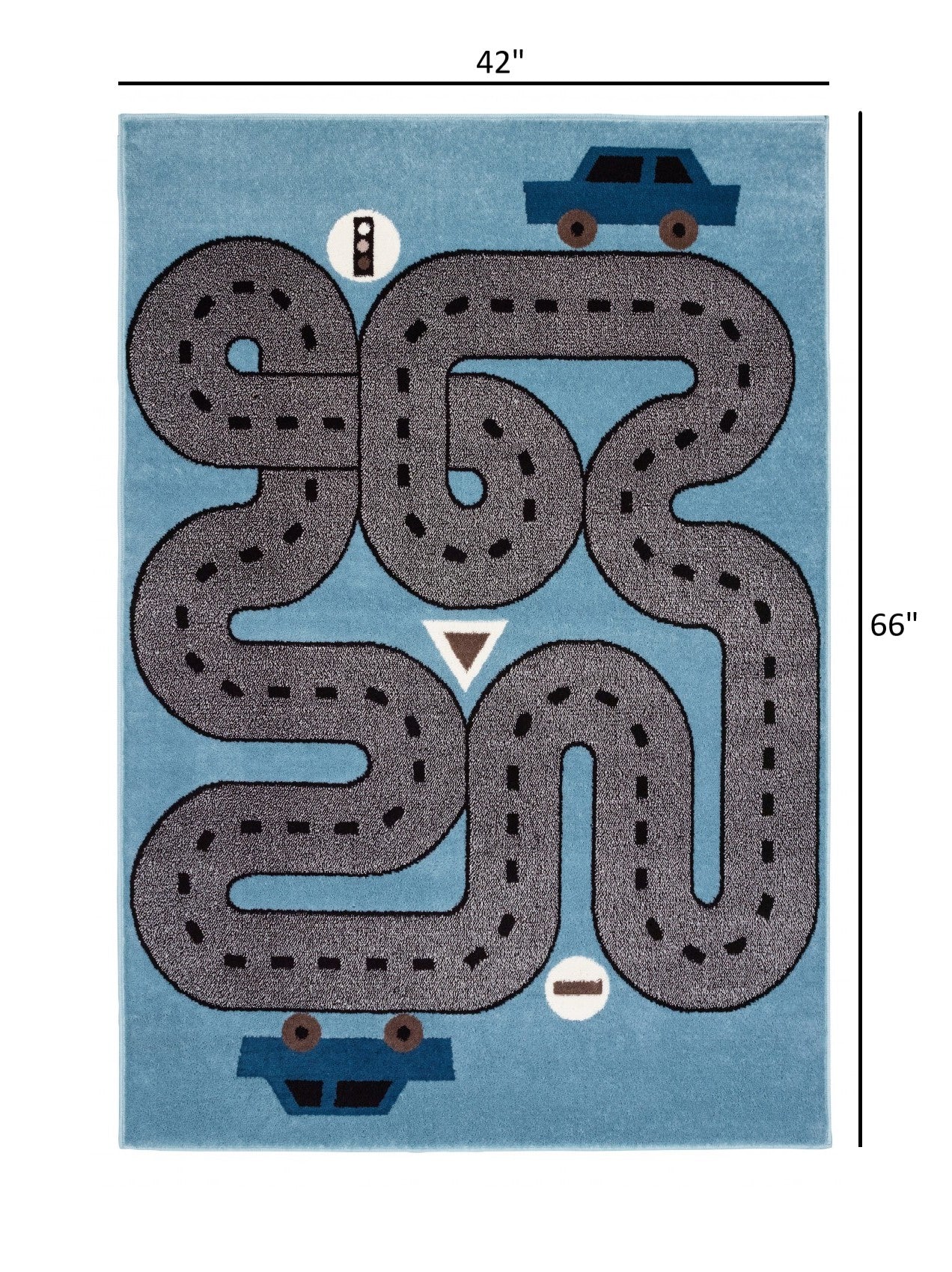 Blue Imaginative Racetrack Area Rug - 4’ x 6’