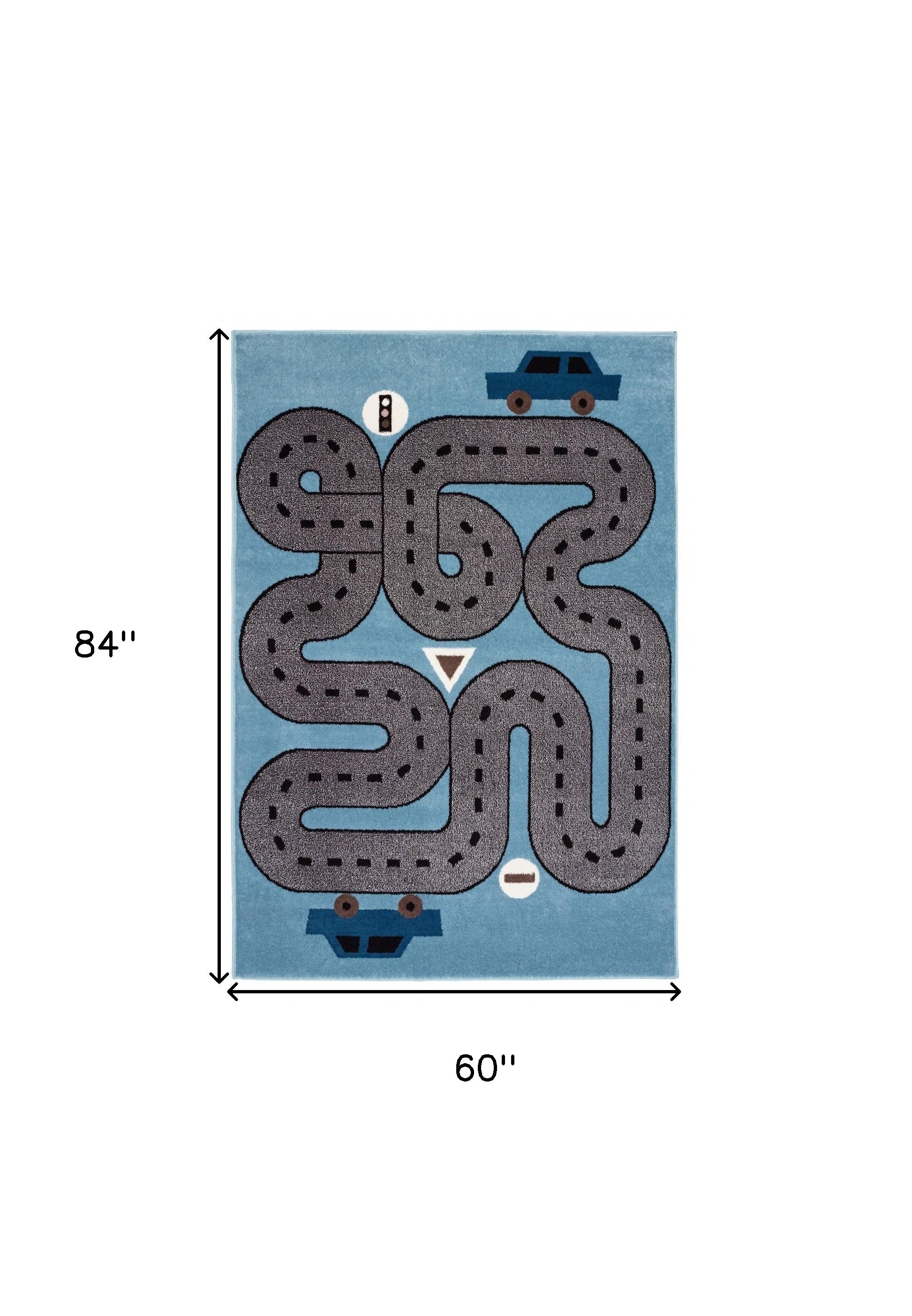 Blue Imaginative Racetrack Area Rug - 4’ x 6’