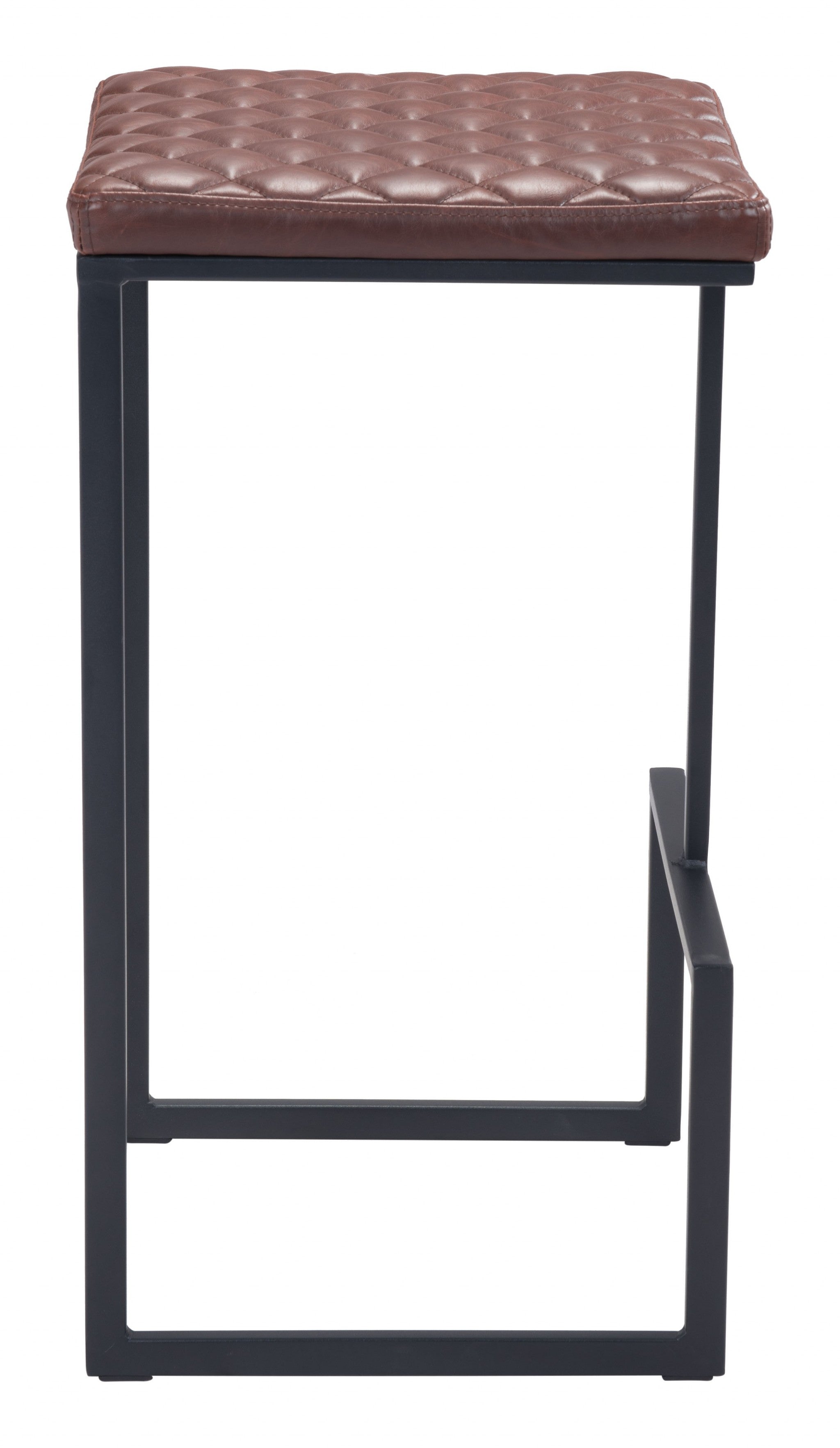 30" Brown And Black Steel Backless Bar Height Chair With Footrest