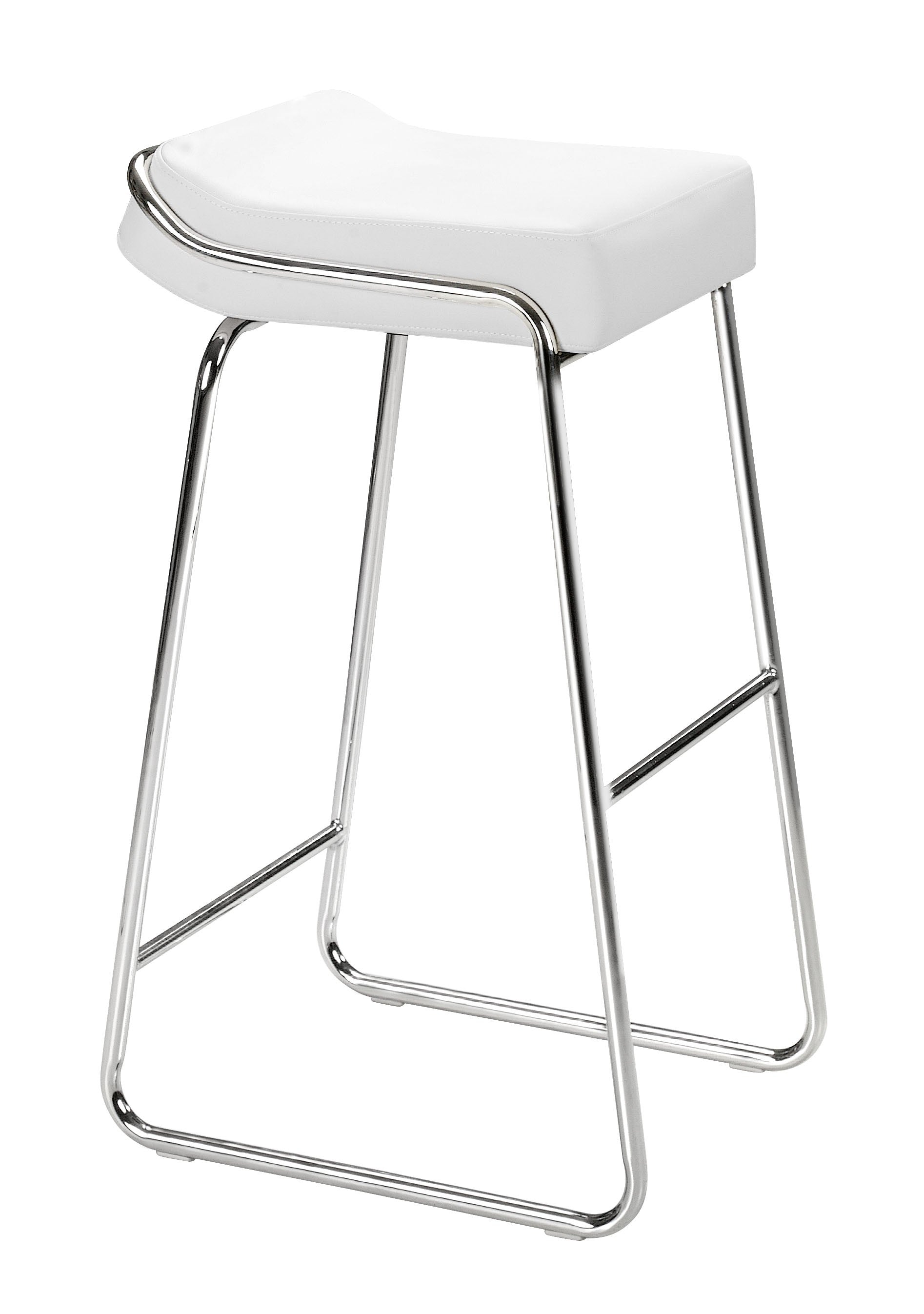 Set Of Two 33" White Steel Backless Chairs With Footrest