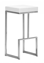 White And Silver Steel Backless Bar Height Chairs With Footrest Set Of Two 30