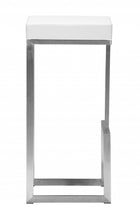 White And Silver Steel Backless Bar Height Chairs With Footrest Set Of Two 30