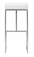 White And Silver Steel Backless Bar Height Chairs With Footrest Set Of Two 30