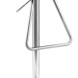 22" White And Silver Steel Swivel Backless Bar Height Chair With Footrest