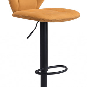 35" Yellow And Black Steel Swivel Low Back Counter Height Bar Chair With Footrest