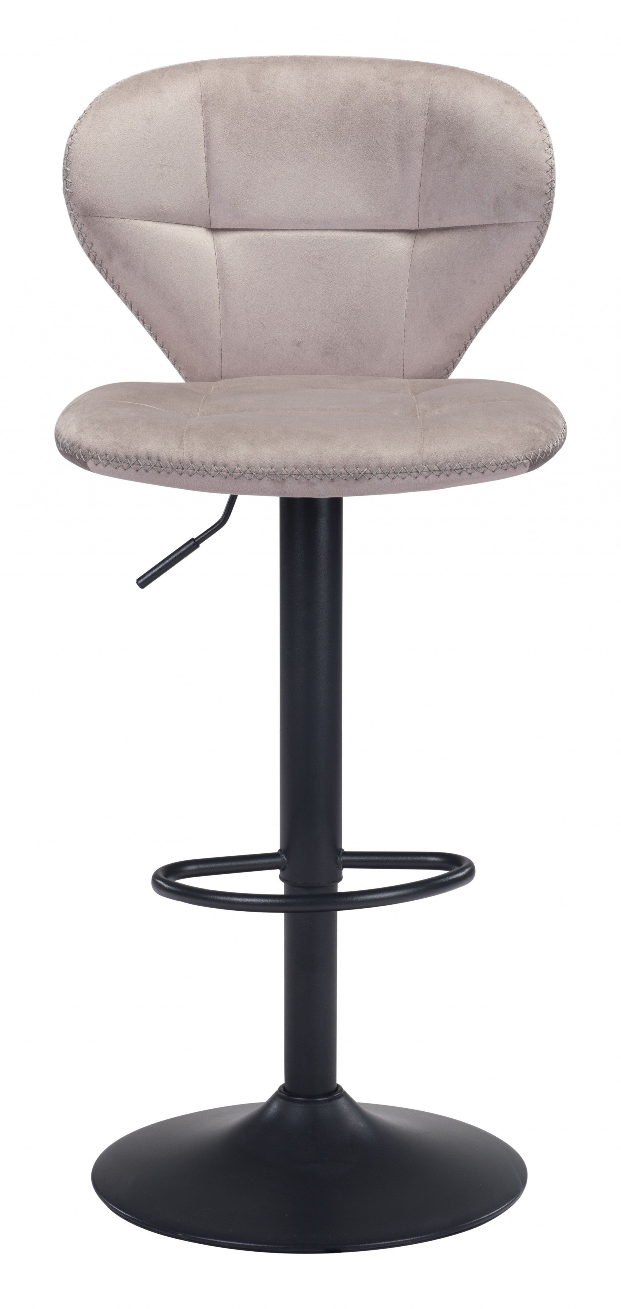 35" Gray And Black Steel Swivel Low Back Counter Height Bar Chair With Footrest