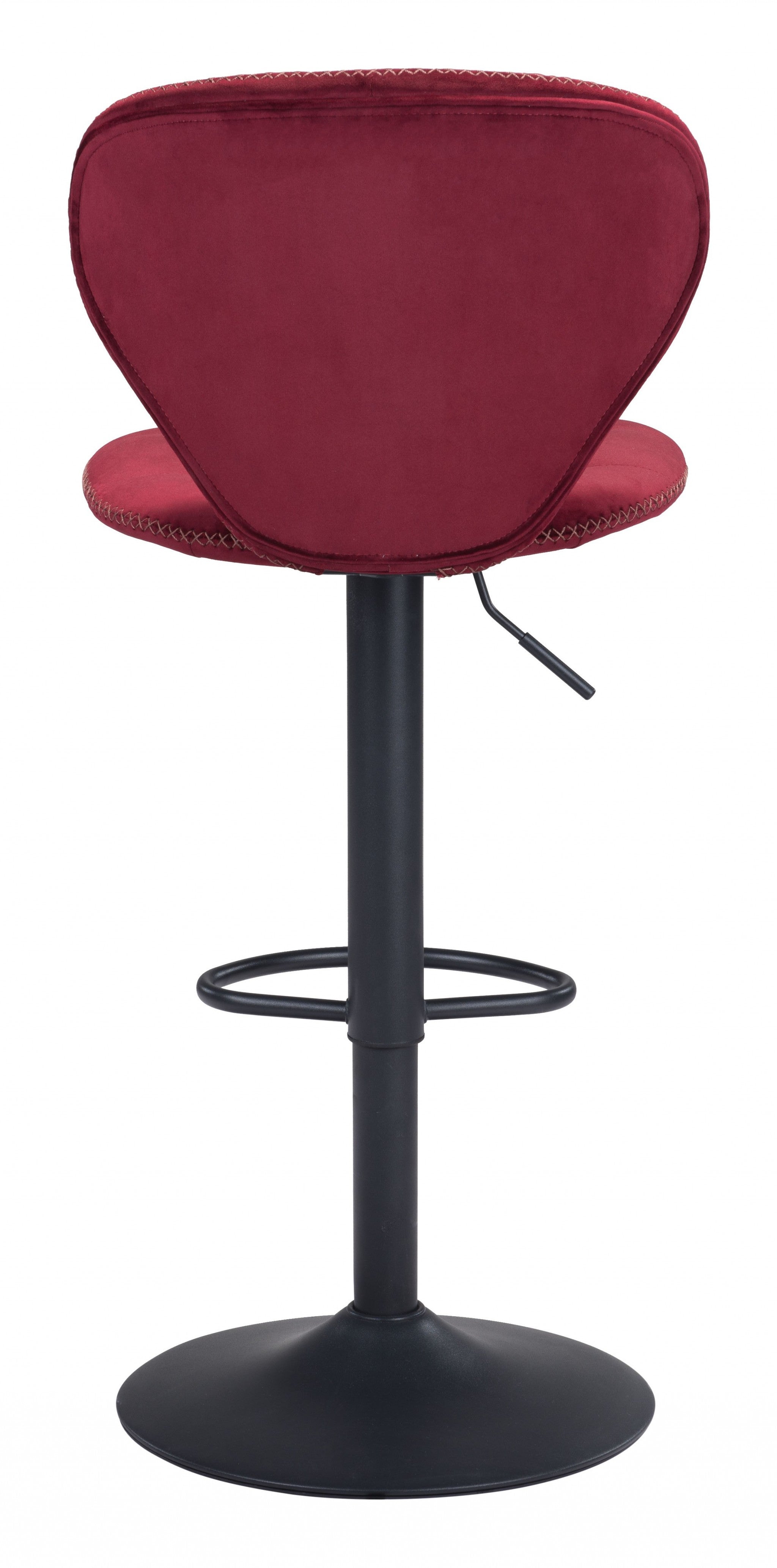 35" Red And Black Steel Swivel Low Back Counter Height Bar Chair With Footrest
