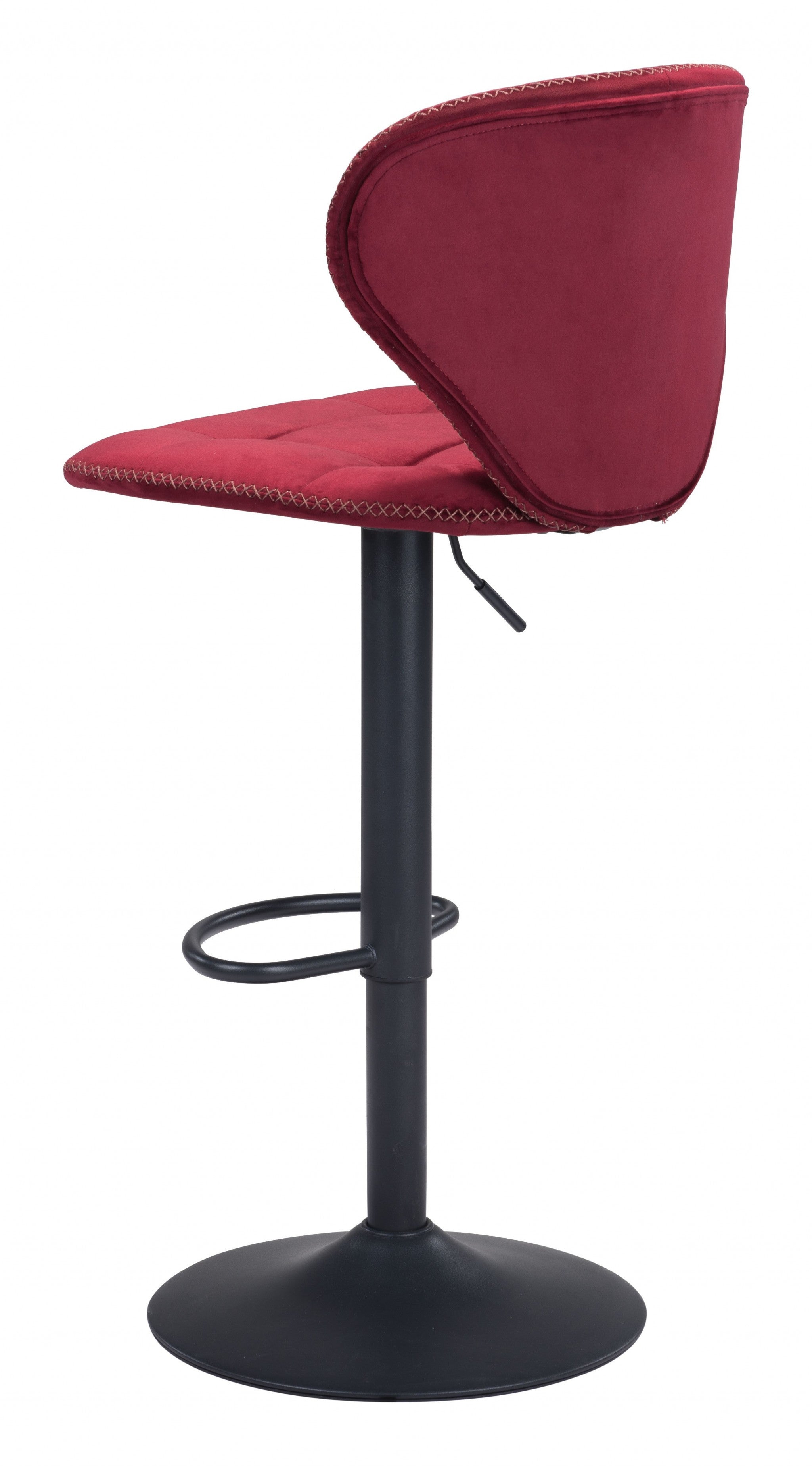 35" Red And Black Steel Swivel Low Back Counter Height Bar Chair With Footrest