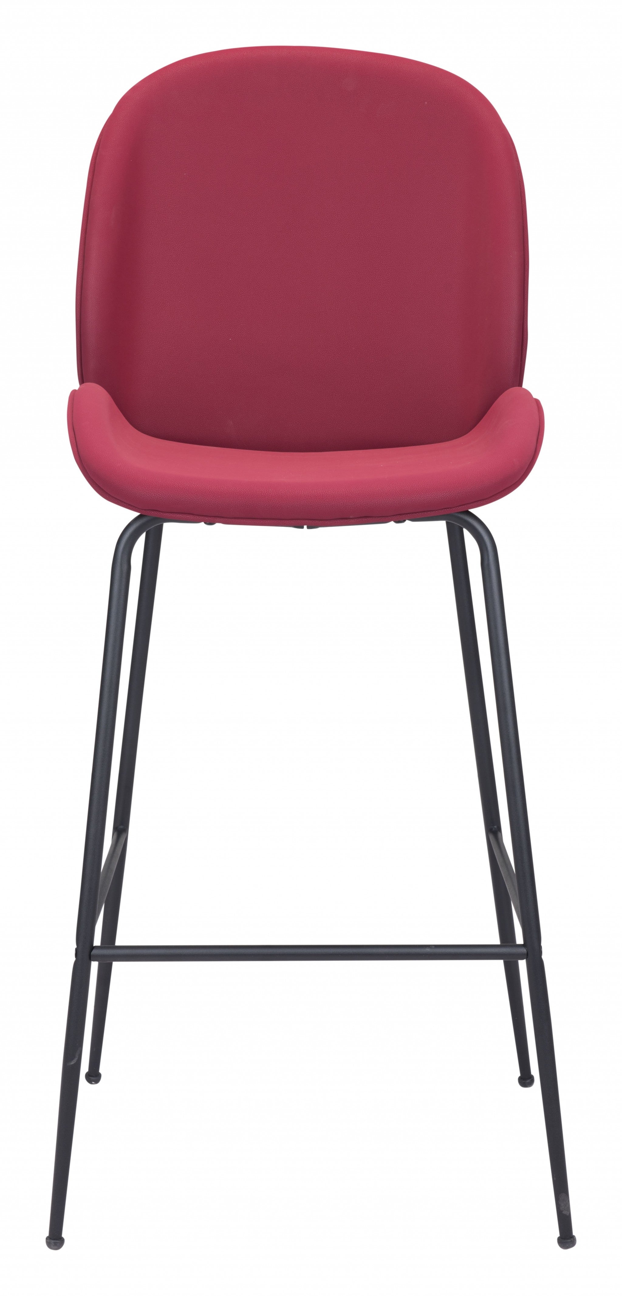 47" Red And Black Steel Low Back Bar Height Chair With Footrest