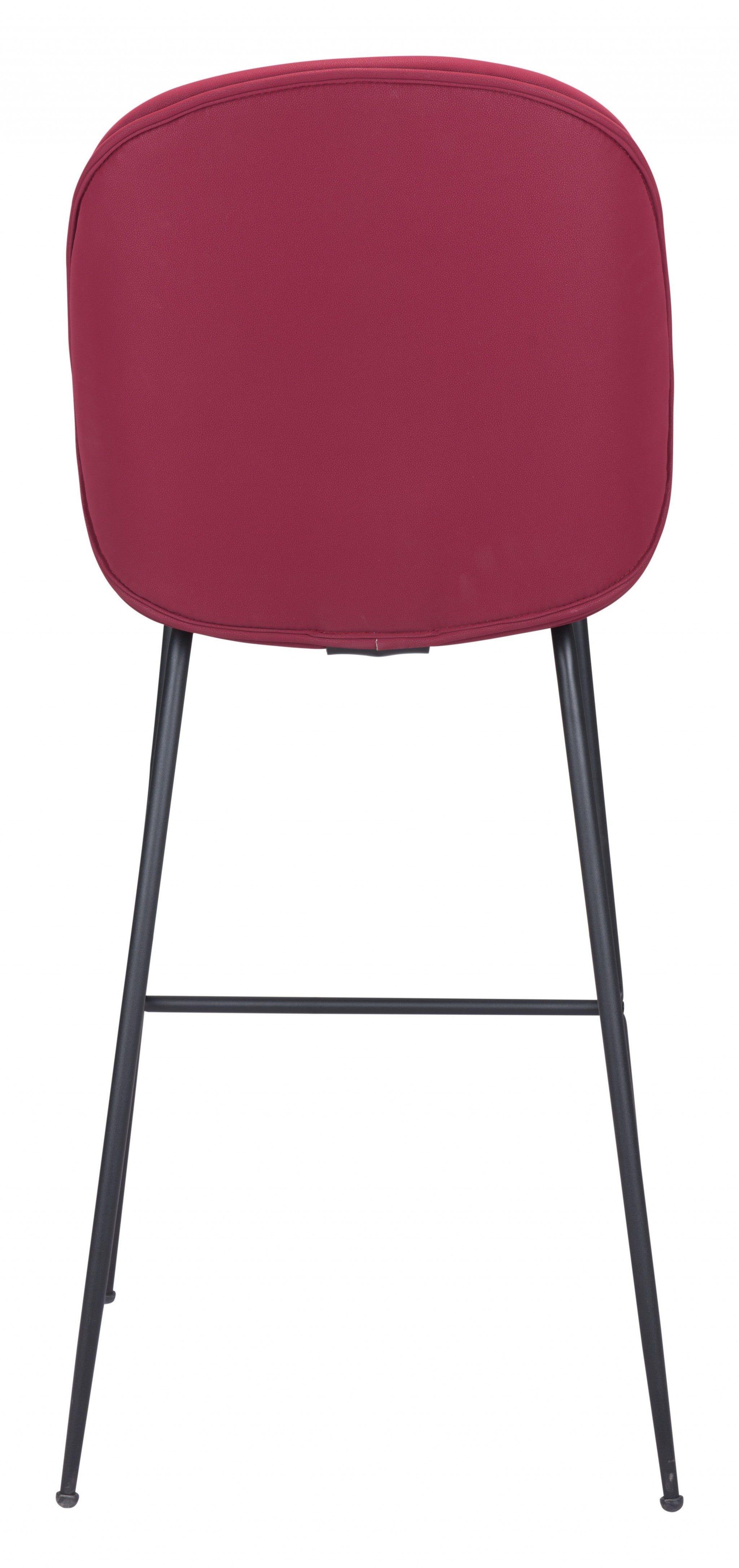 47" Red And Black Steel Low Back Bar Height Chair With Footrest