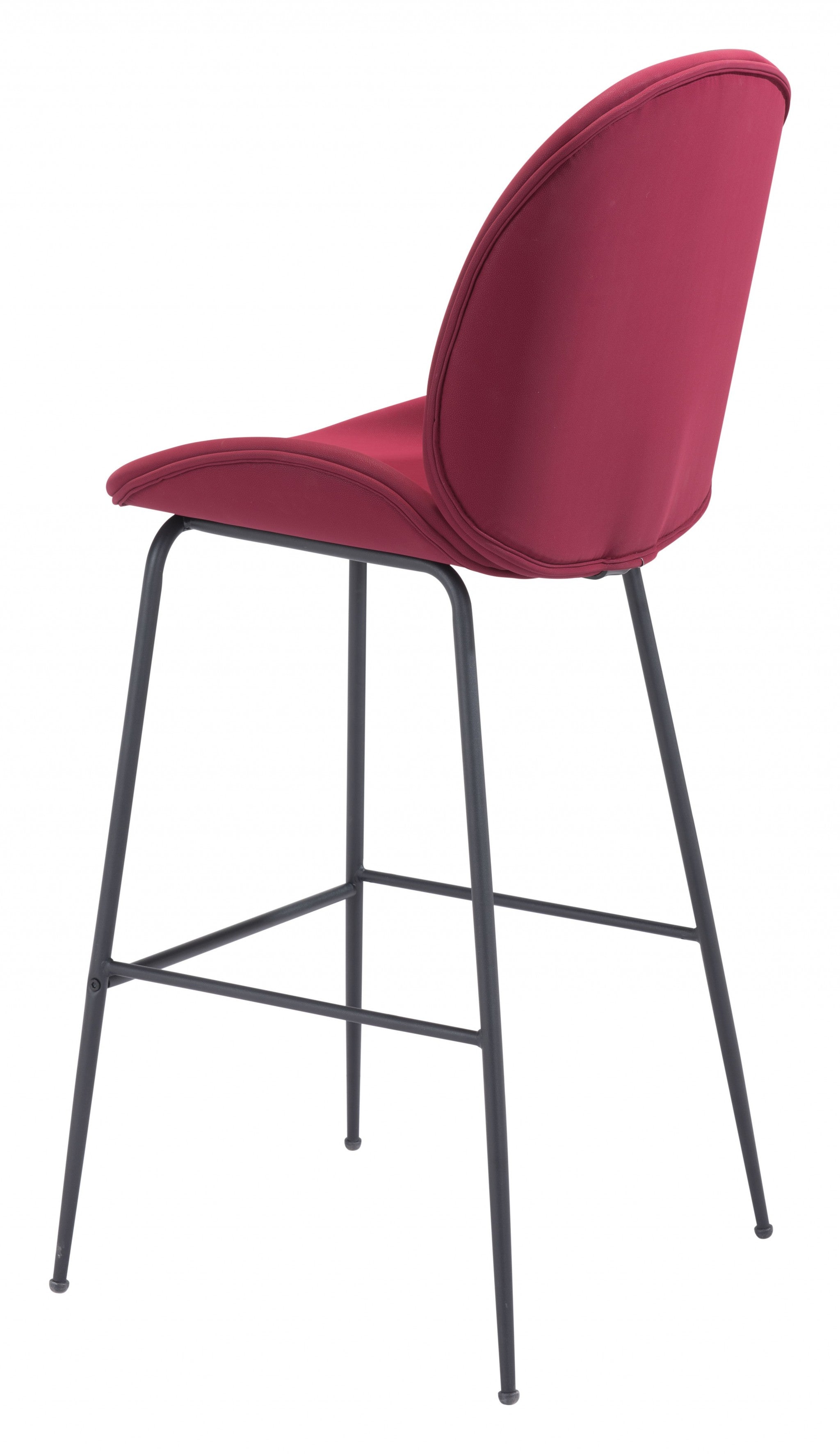 47" Red And Black Steel Low Back Bar Height Chair With Footrest