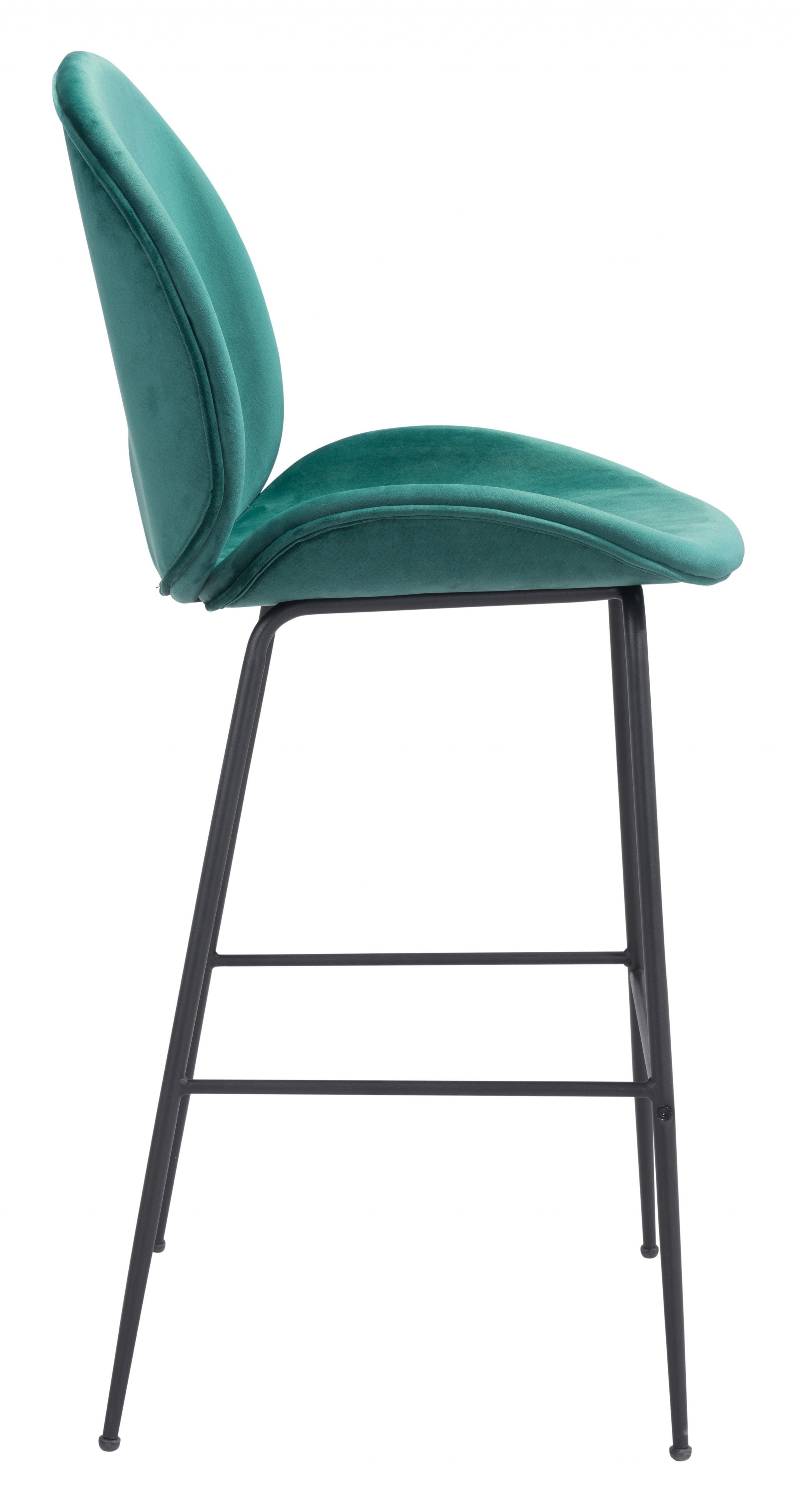47" Green And Black Steel Low Back Bar Height Chair With Footrest