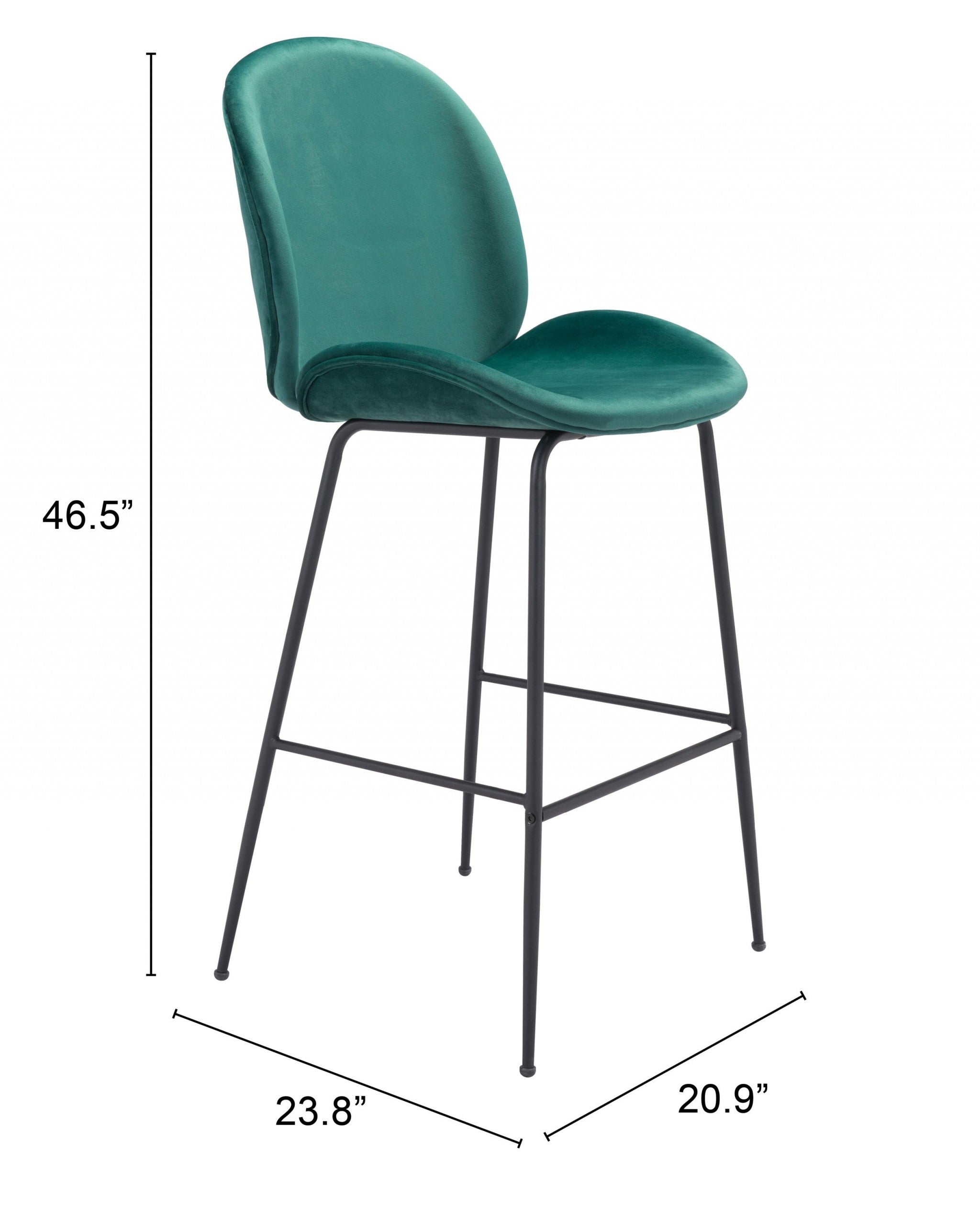 47" Green And Black Steel Low Back Bar Height Chair With Footrest