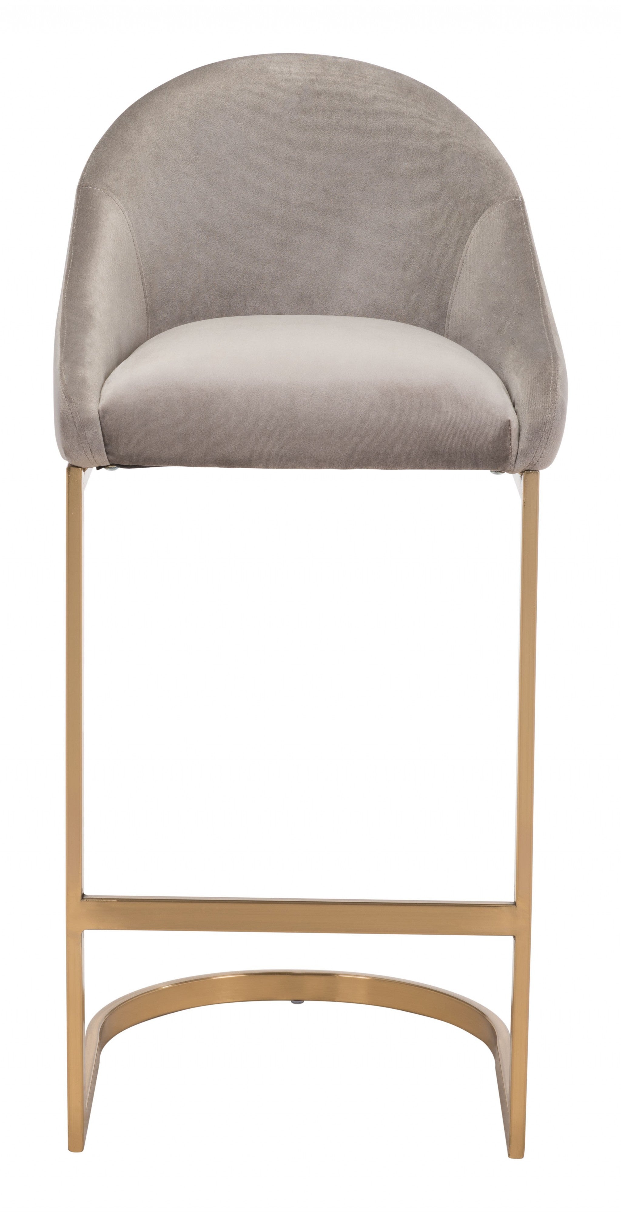 38" Gray And Gold Steel Low Back Bar Height Chair With Footrest