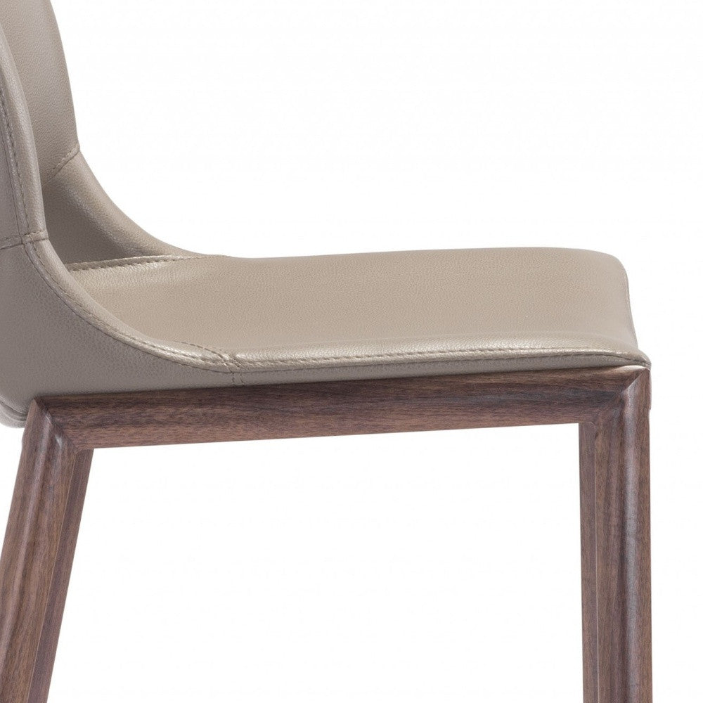 Set of Two Gray Faux Leather and Espresso Mod Ergo Bar Chairs