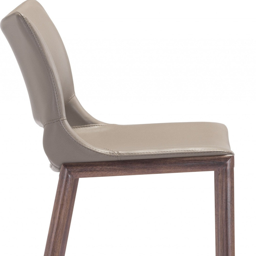 Set of Two Gray Faux Leather and Espresso Mod Ergo Bar Chairs