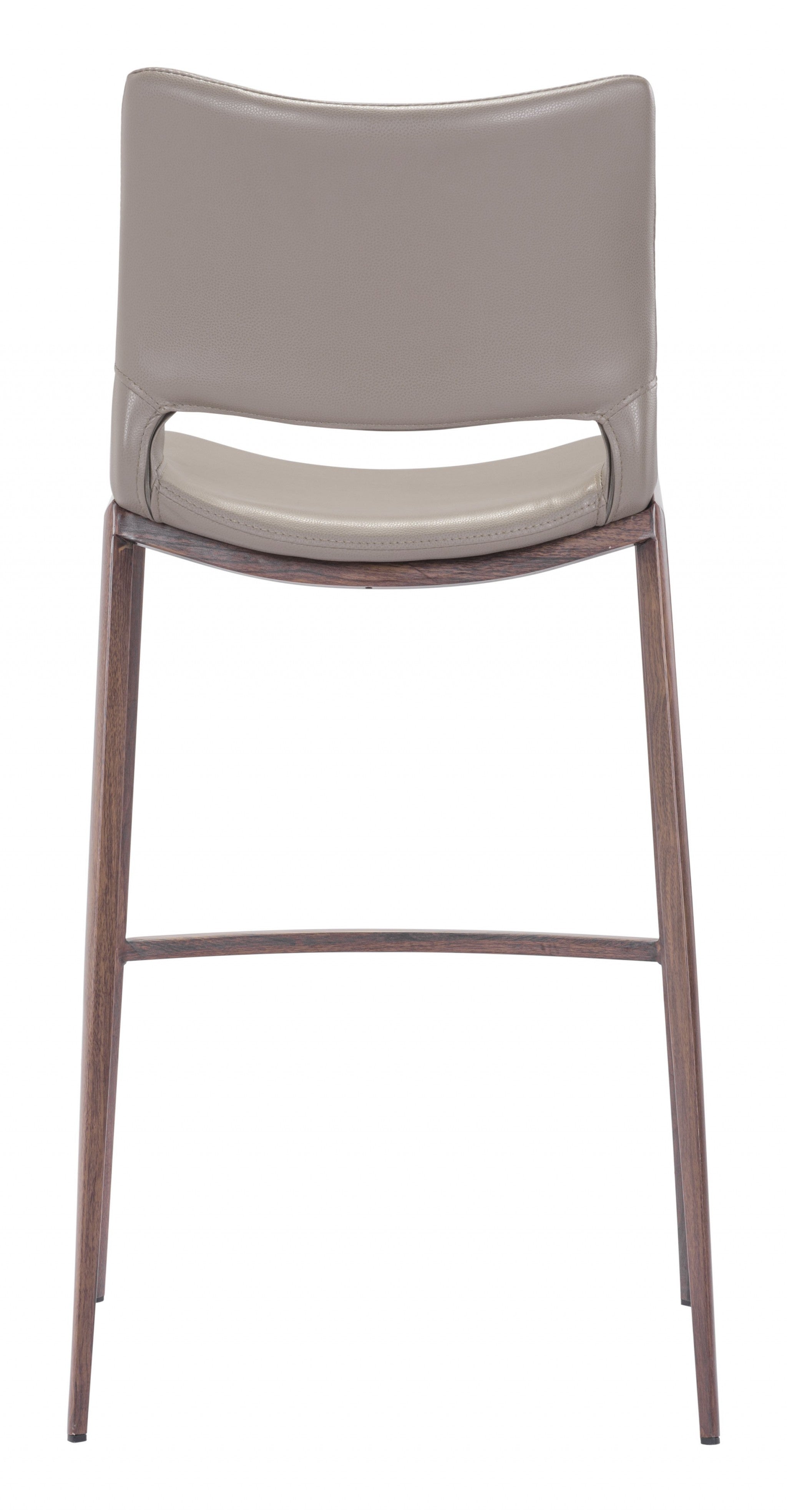Set of Two Gray Faux Leather and Espresso Mod Ergo Bar Chairs