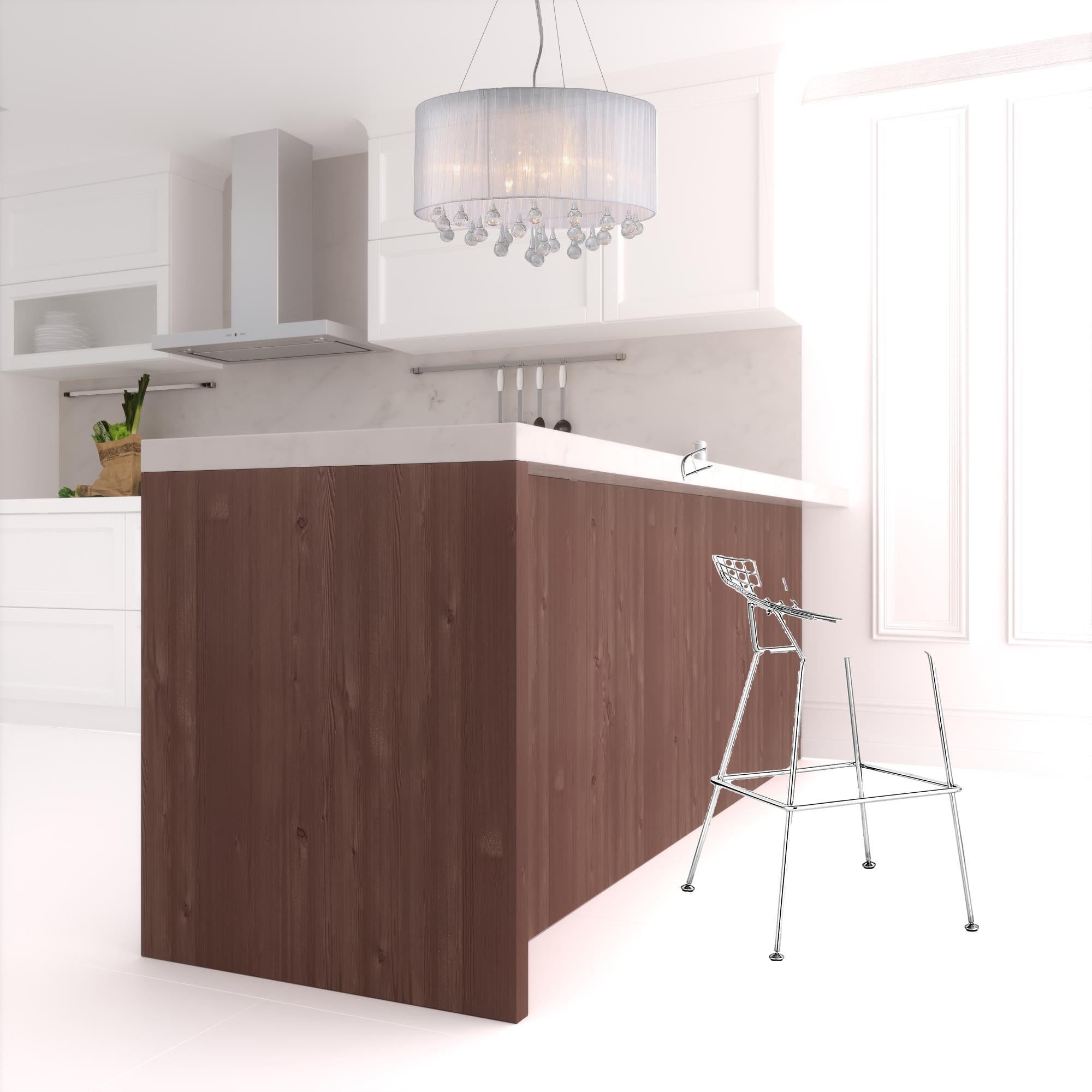 Set Of Two 40" Chrome Contemporary  Wire Bar Chairs With Footrest