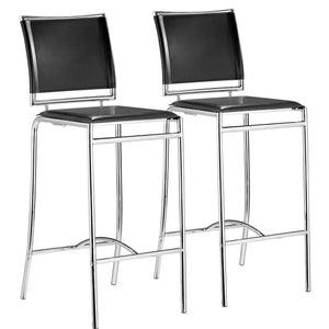 Set Of Two 38" Black Steel Low Back Chairs With Footrest