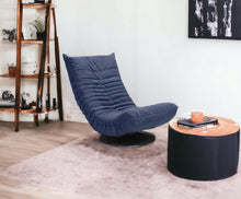 Relaxed Low Profile Cobalt Blue Swivel Chair