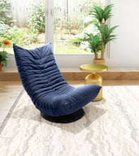 Relaxed Low Profile Cobalt Blue Swivel Chair