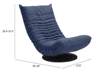 Relaxed Low Profile Cobalt Blue Swivel Chair