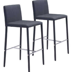 Set of Two Black Restaurant Quality Sleek Bar Chairs
