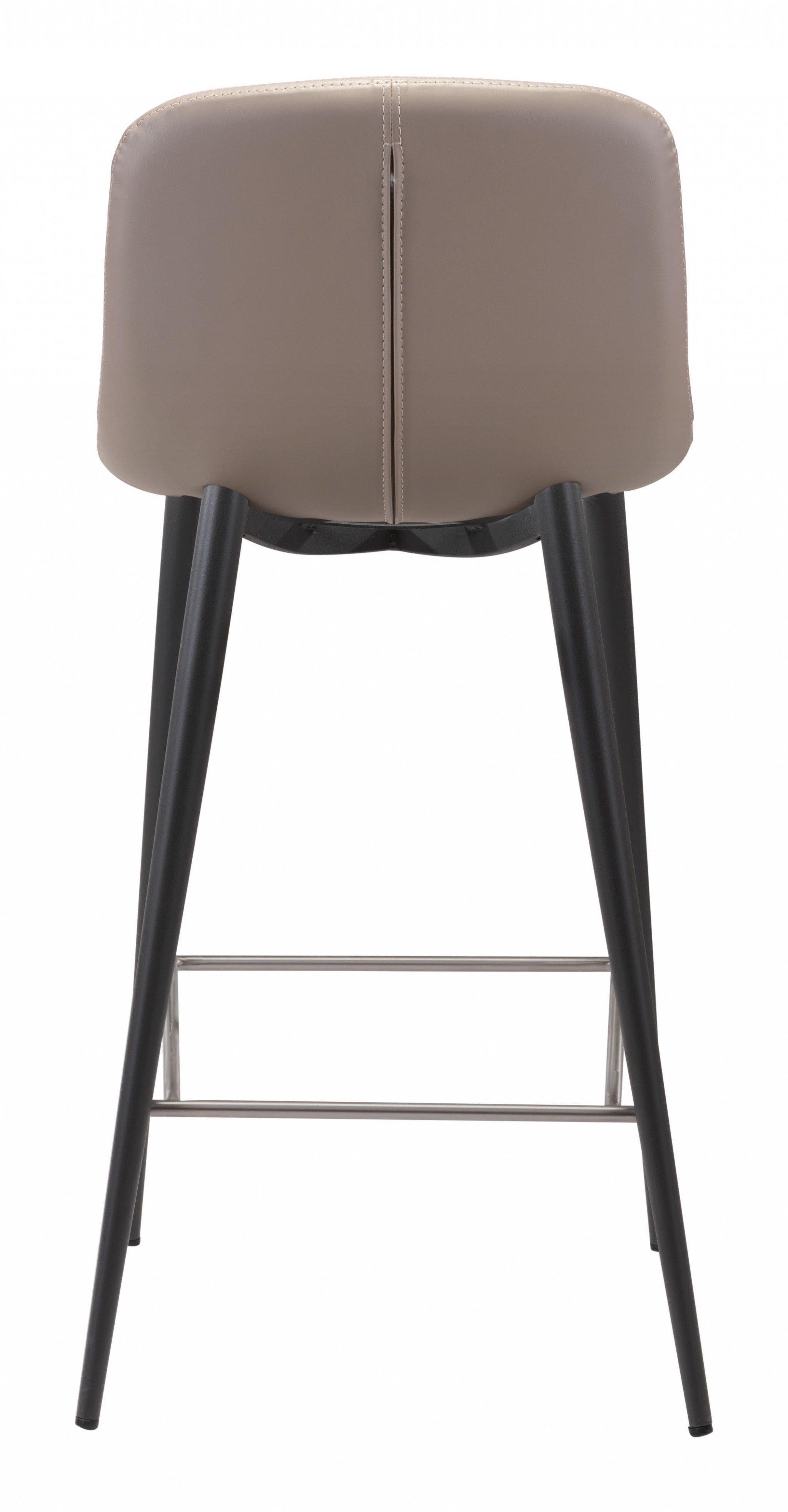 Set Of Two 36" Taupe Faux Leather and Black Counter Height Bar Chairs