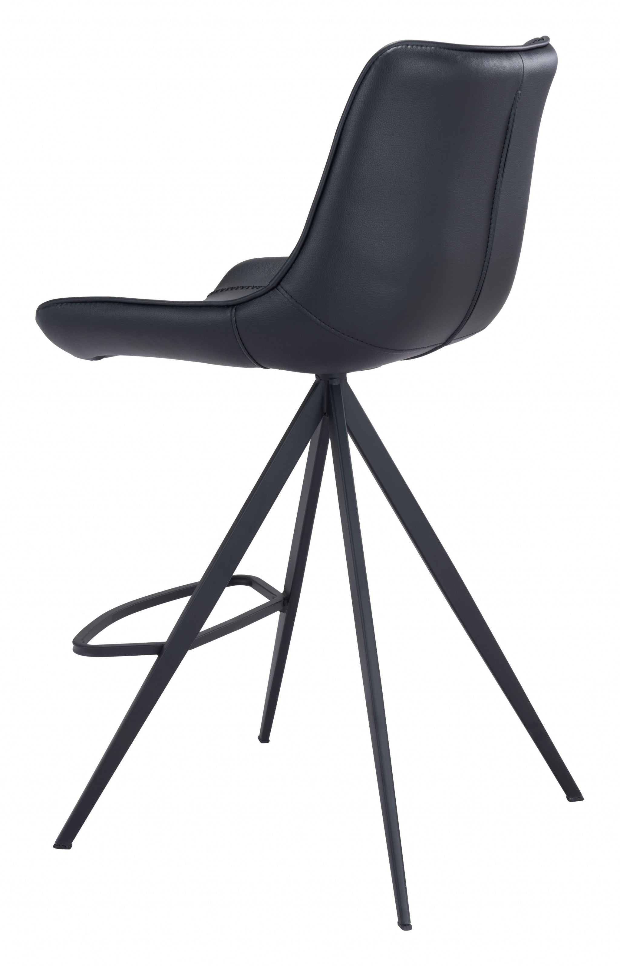 Set Of Two 39" Black Steel Low Back Counter Height Bar Chairs With Footrest