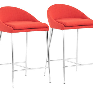 Set Of Two 30" Tangerine Low Back Chairs With Footrest