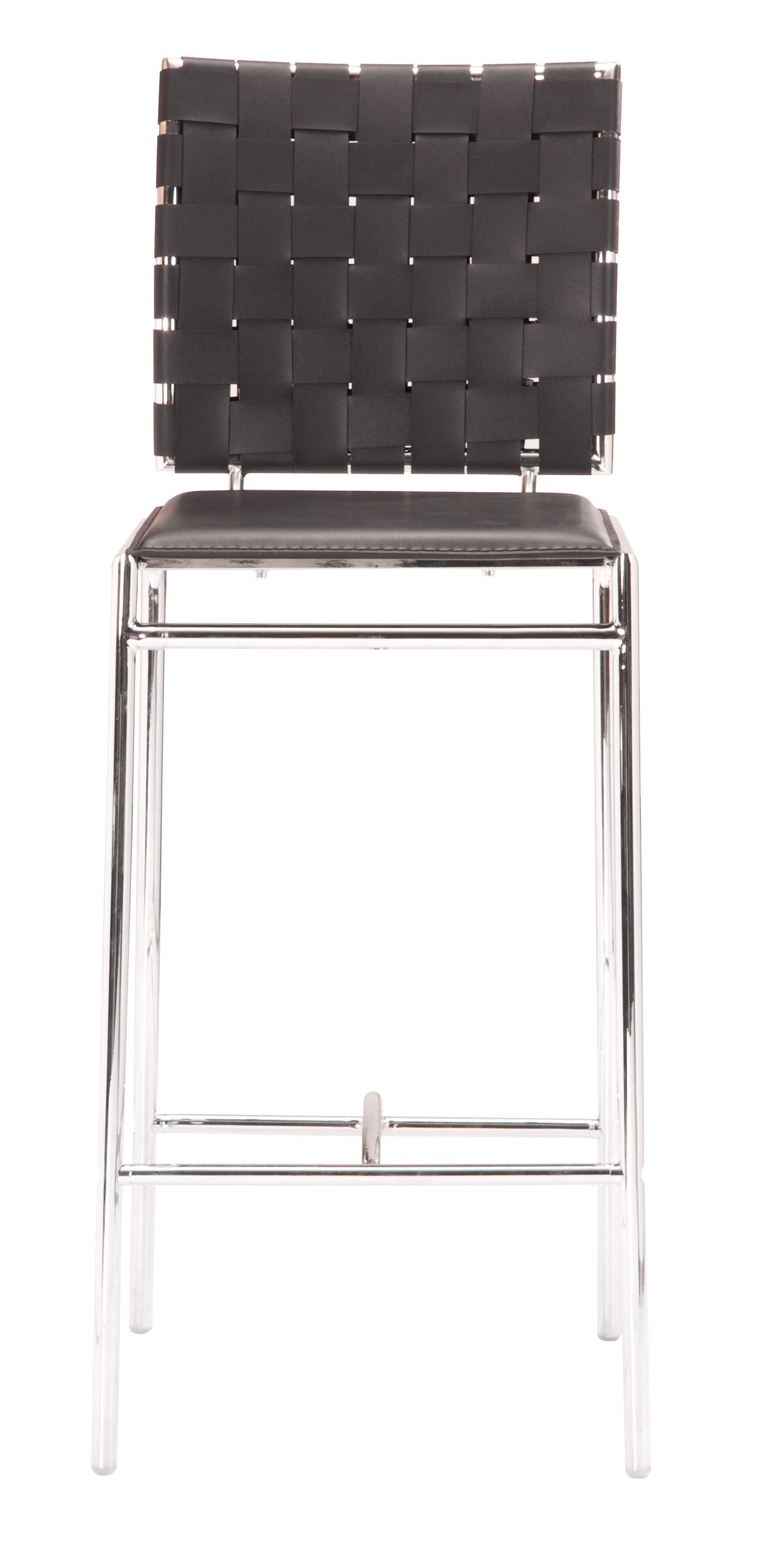 Set Of Two 39" Black And Silver Low Back Counter Height Bar Chairs With Footrest