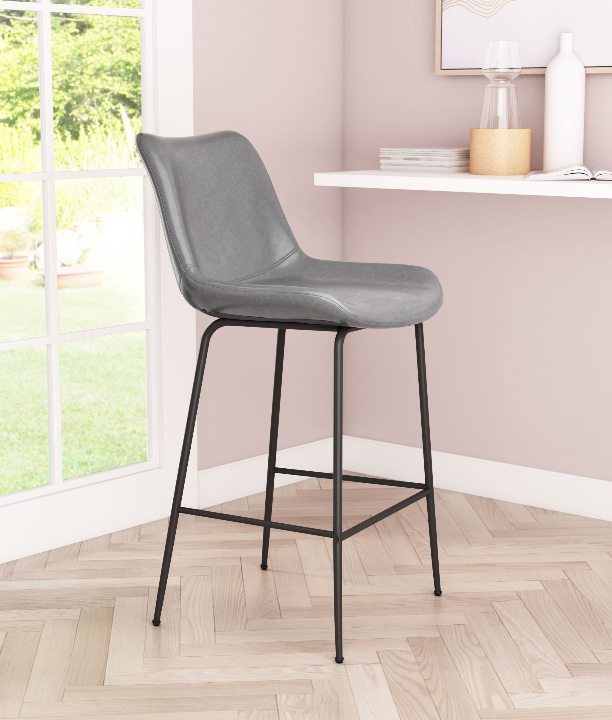 Gray and Black Top Shelf Modern Rugged Counter Chair