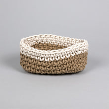 White and Beige Crochet Planter