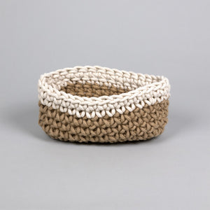 White and Beige Crochet Planter