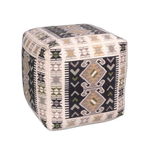 Shades of Brown Tribal Print Woven Pouf Ottoman