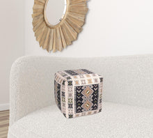 Shades of Brown Tribal Print Woven Pouf Ottoman