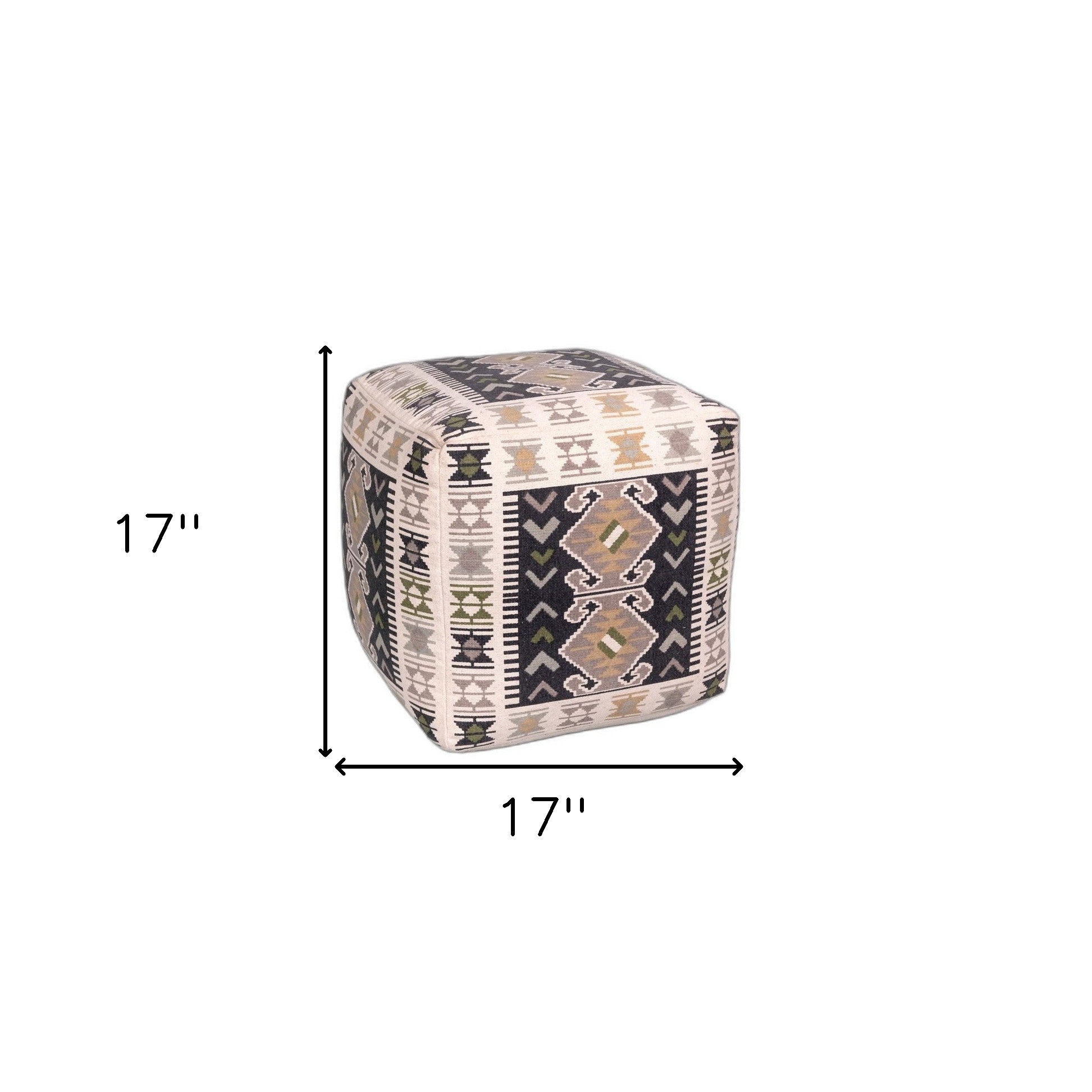 Shades of Brown Tribal Print Woven Pouf Ottoman