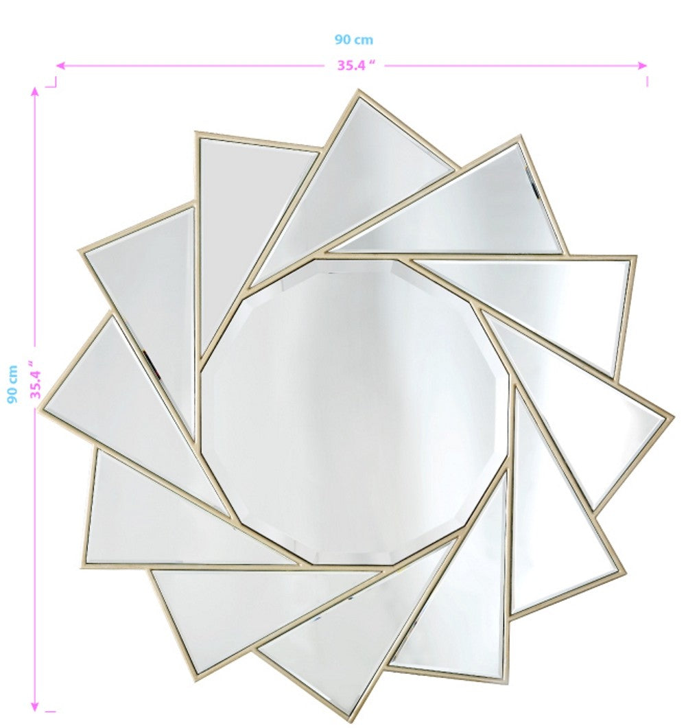 Gold Trimmed Pinwheel Wall Mirror