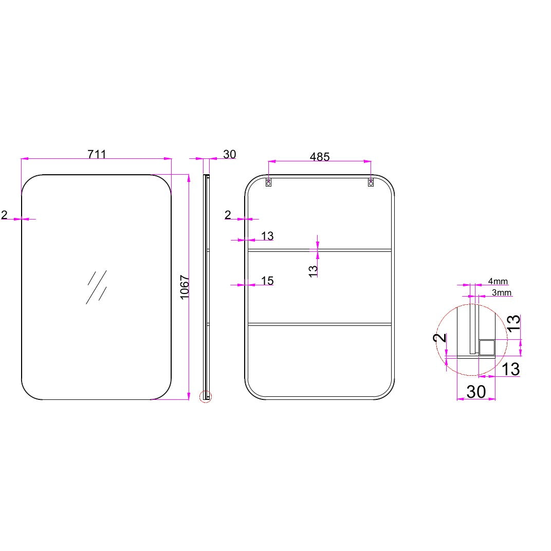 Rectangular Clean Metal Mirror