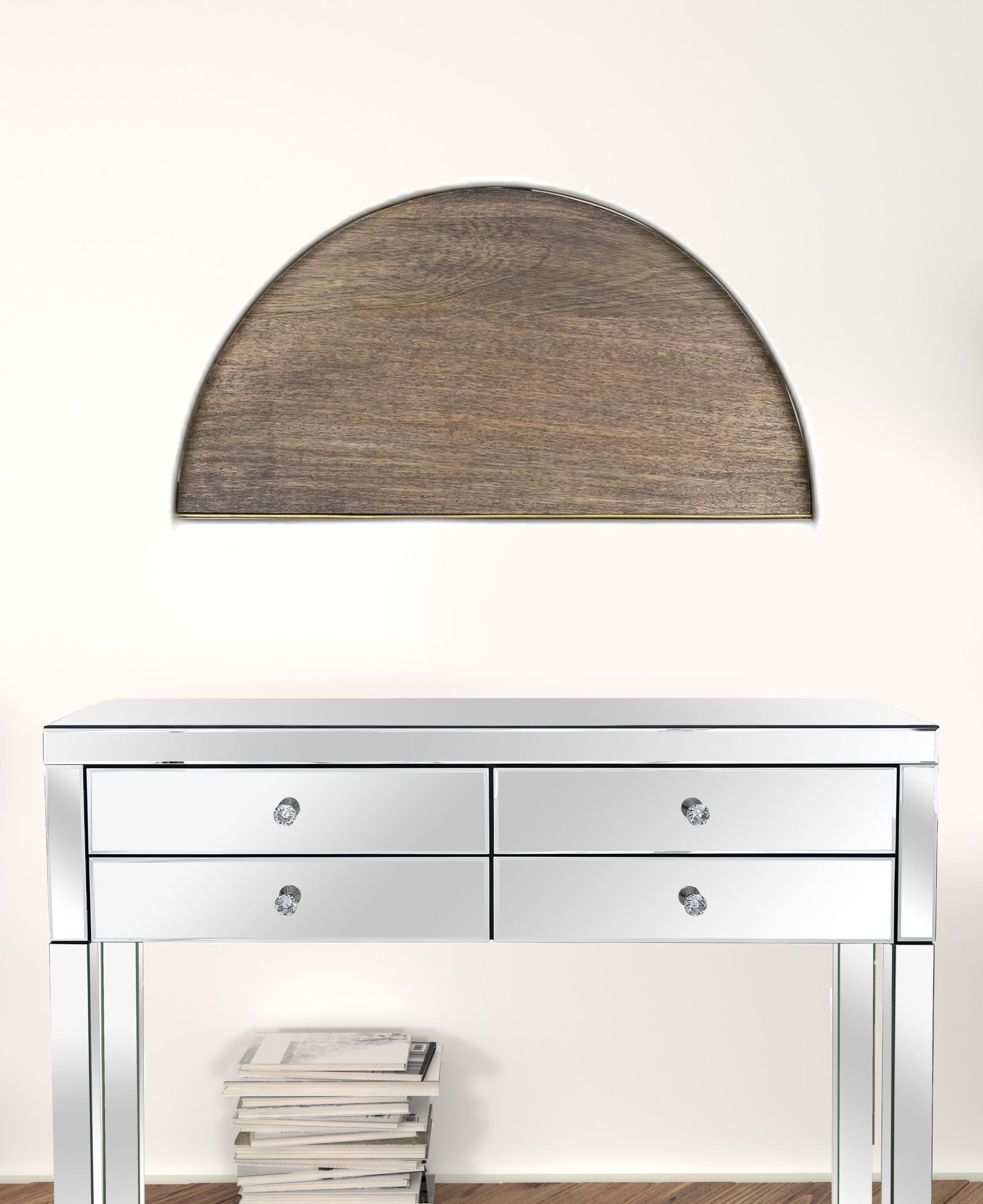 Wood and Gold Iron Arch Wall Mirror