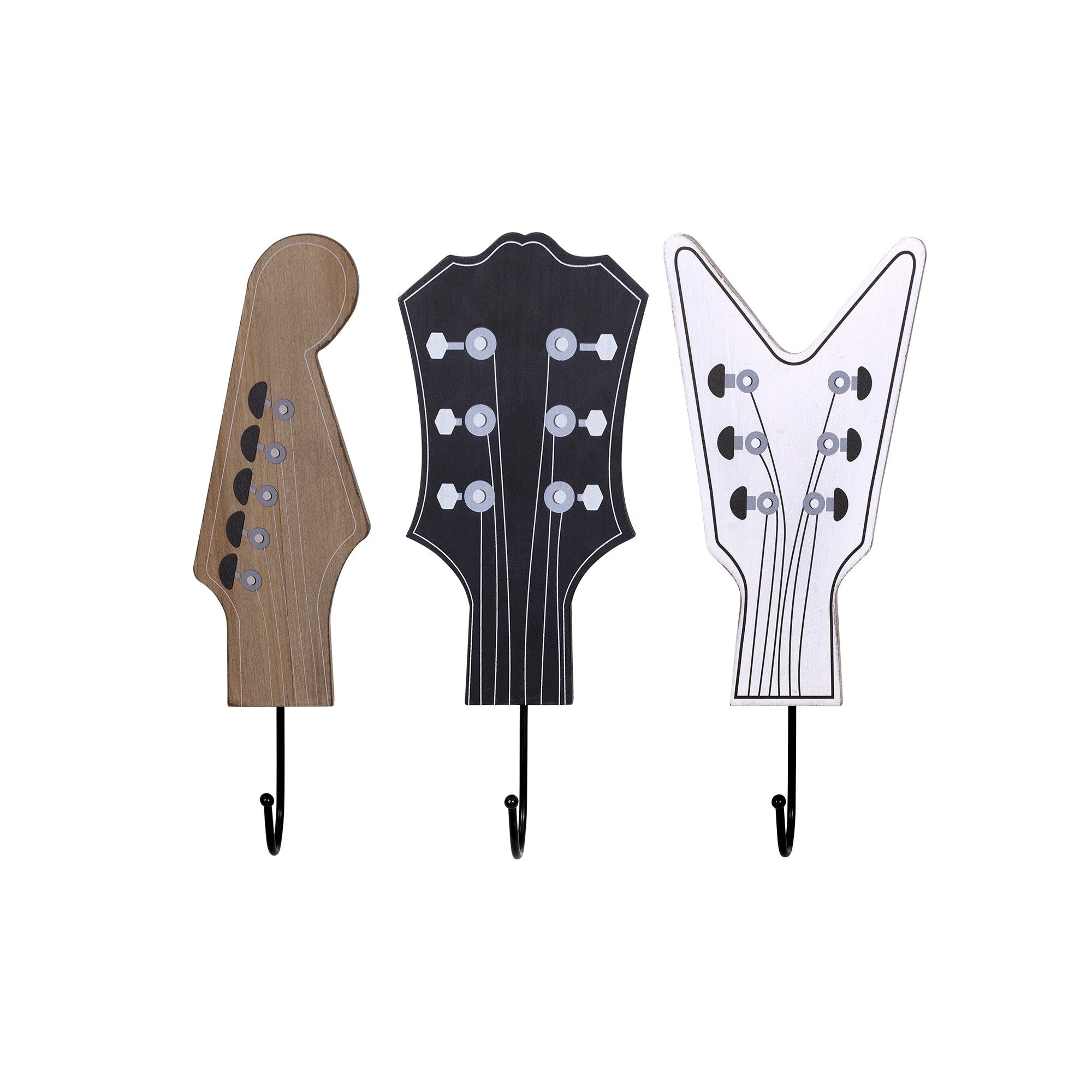 Set of Three Guitar Headstock Wall Hooks