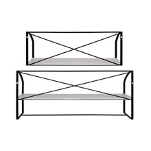 Set of Two Farmhouse Style Wood and Metal Wall Shelves