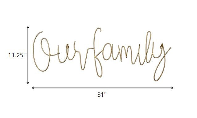 Minimalist Gold Metal Our Family Wall Sign